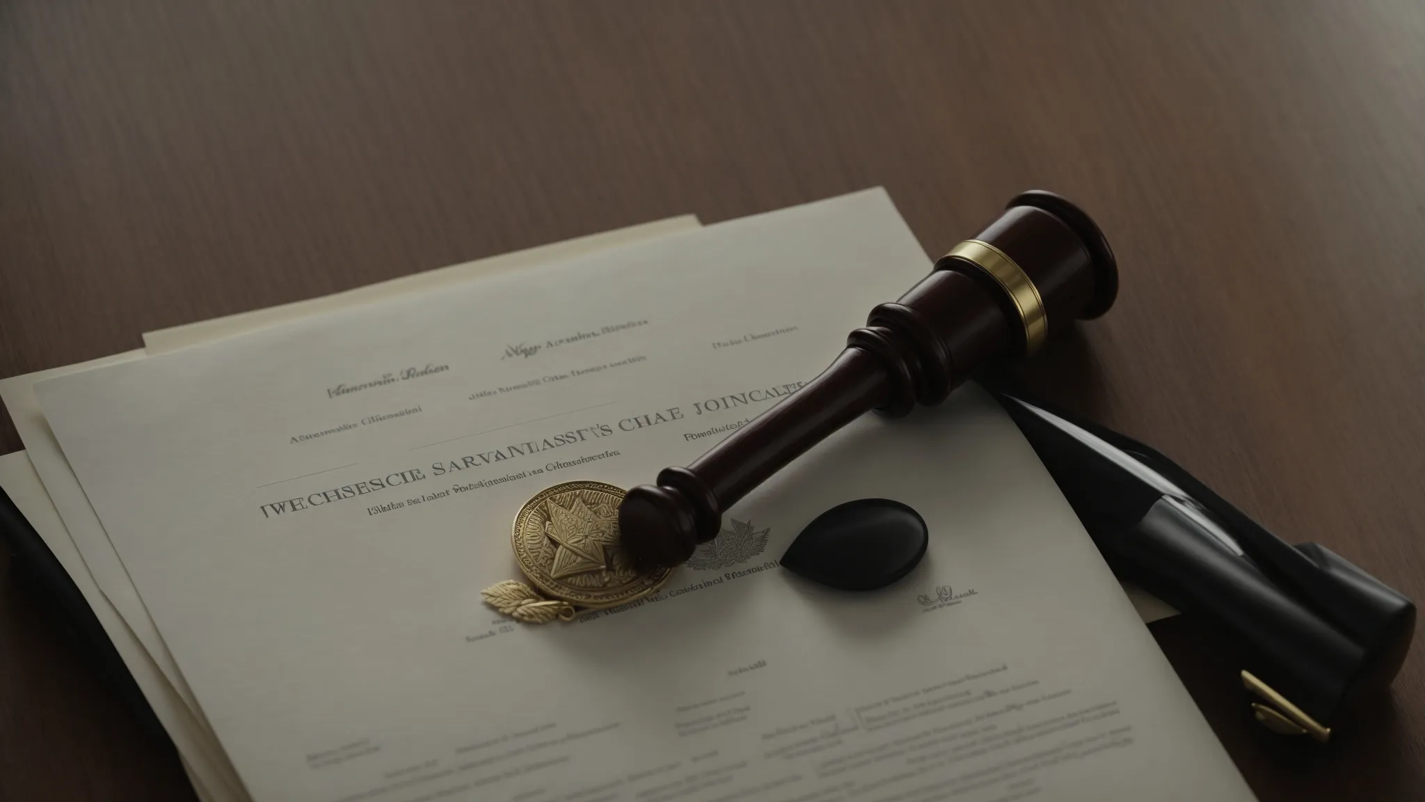 a judge's gavel rests beside a stack of official documents with a visible apostille seal in a panamanian courtroom.