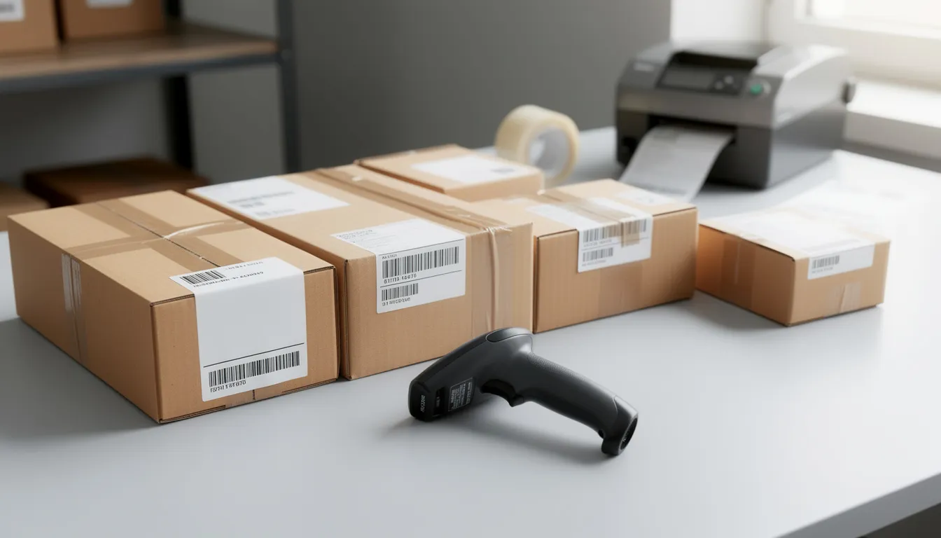 The image shows several packages arranged for mailing, each labeled with shipping labels, indicating they contain important notarized documents such as marriage certificates and vital records. These packages are likely prepared for submission to the Oregon Secretary of State for processing and authentication.