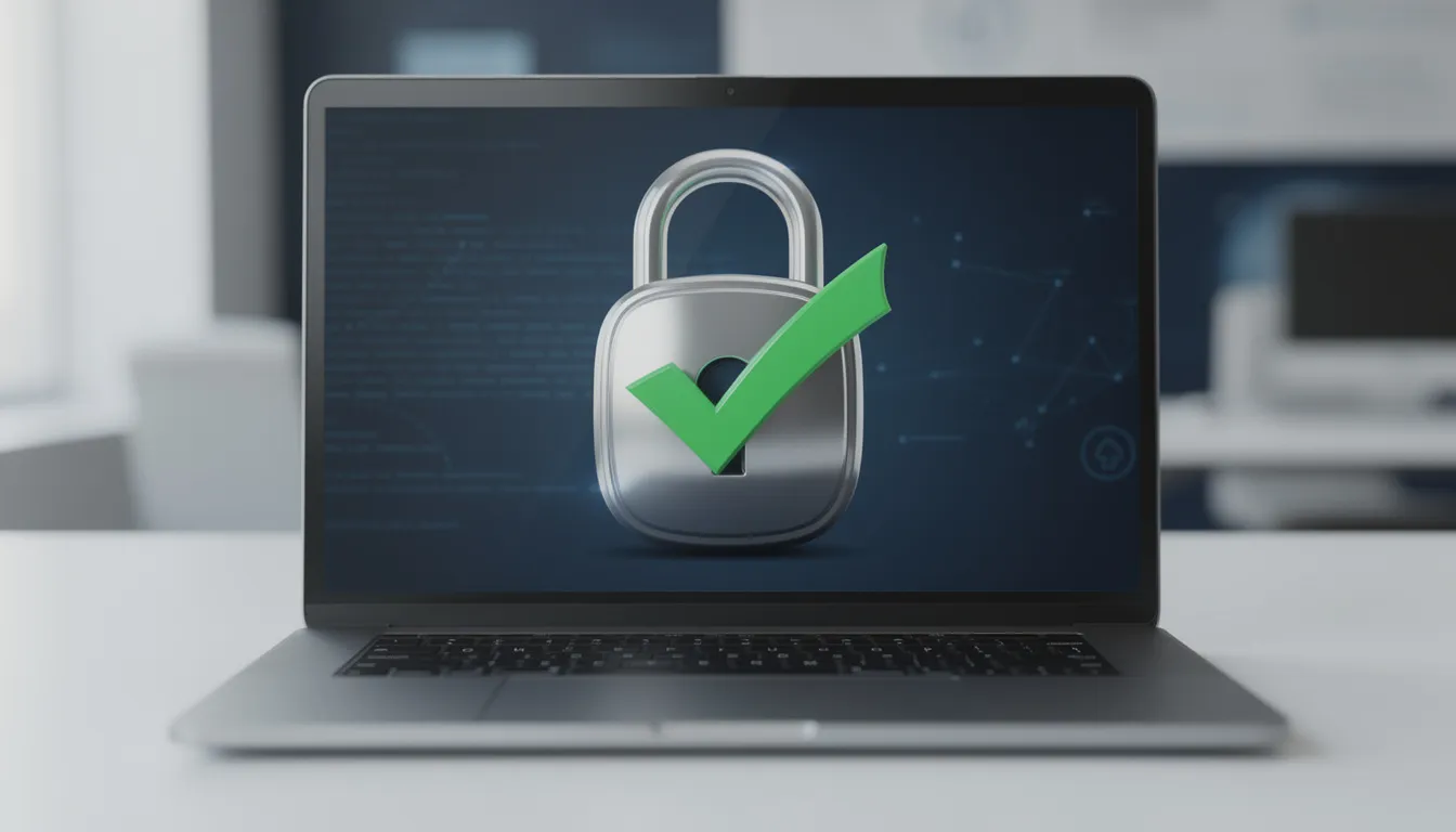 The image shows a secure padlock with a checkmark overlay on a computer screen, symbolizing the safety and legitimacy of online apostille services for legal documents. This visual emphasizes the importance of document security and the expedited processing available for apostilled documents intended for international use.