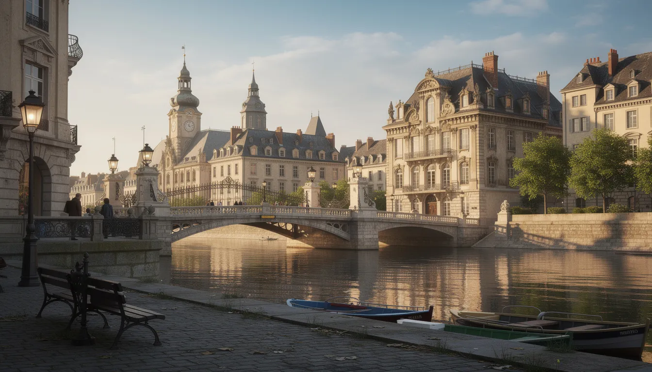 The image depicts a historic European city characterized by ornate architecture, with a picturesque river flowing through it, reflecting the rich cultural heritage of the area. This scene evokes a sense of connection to European citizenship and the historical ties many may have to their ancestors from places like Hungary.