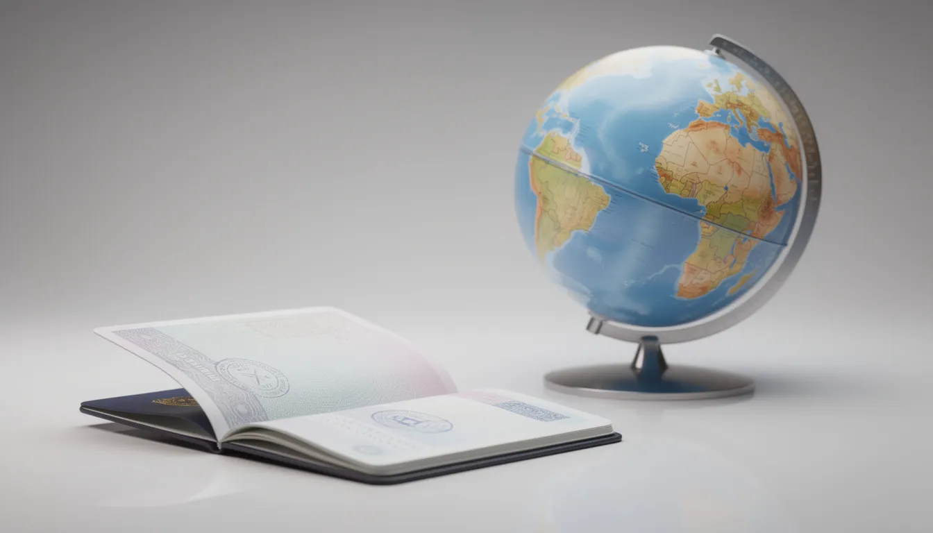 The image features a passport resting beside a world globe, symbolizing the concept of international travel. This visual representation highlights the importance of vital documents, such as those issued by the Connecticut Secretary of State, for traveling to foreign countries.