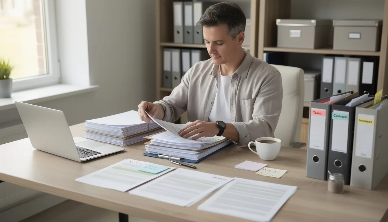 The image depicts a person meticulously organizing important educational documents, including a notarized diploma and official transcripts, on a desk. This careful arrangement suggests preparation for the apostille process, which is essential for foreign students needing document authentication for use in a foreign country.